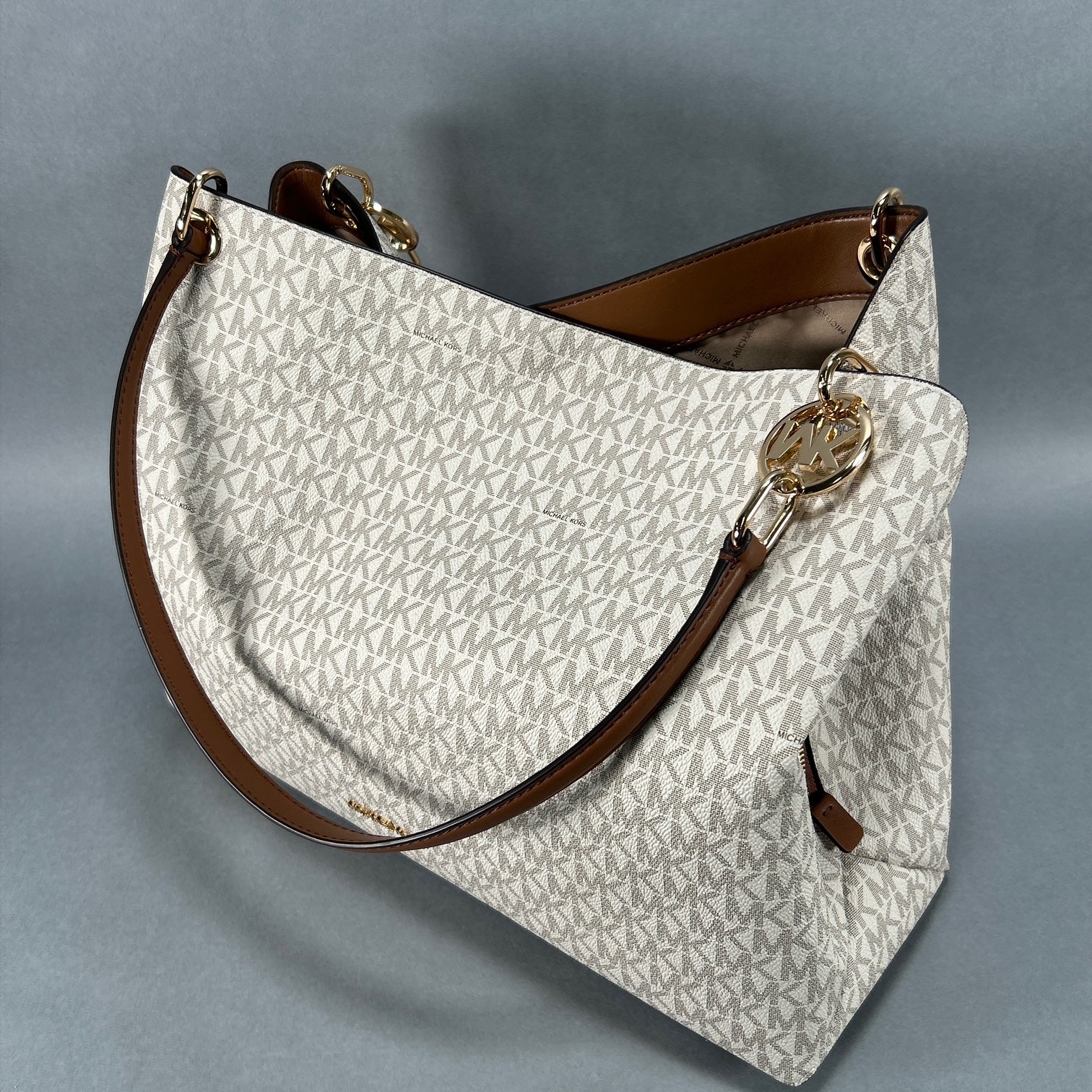 Michael Kors Large Christina Logo Bag - White