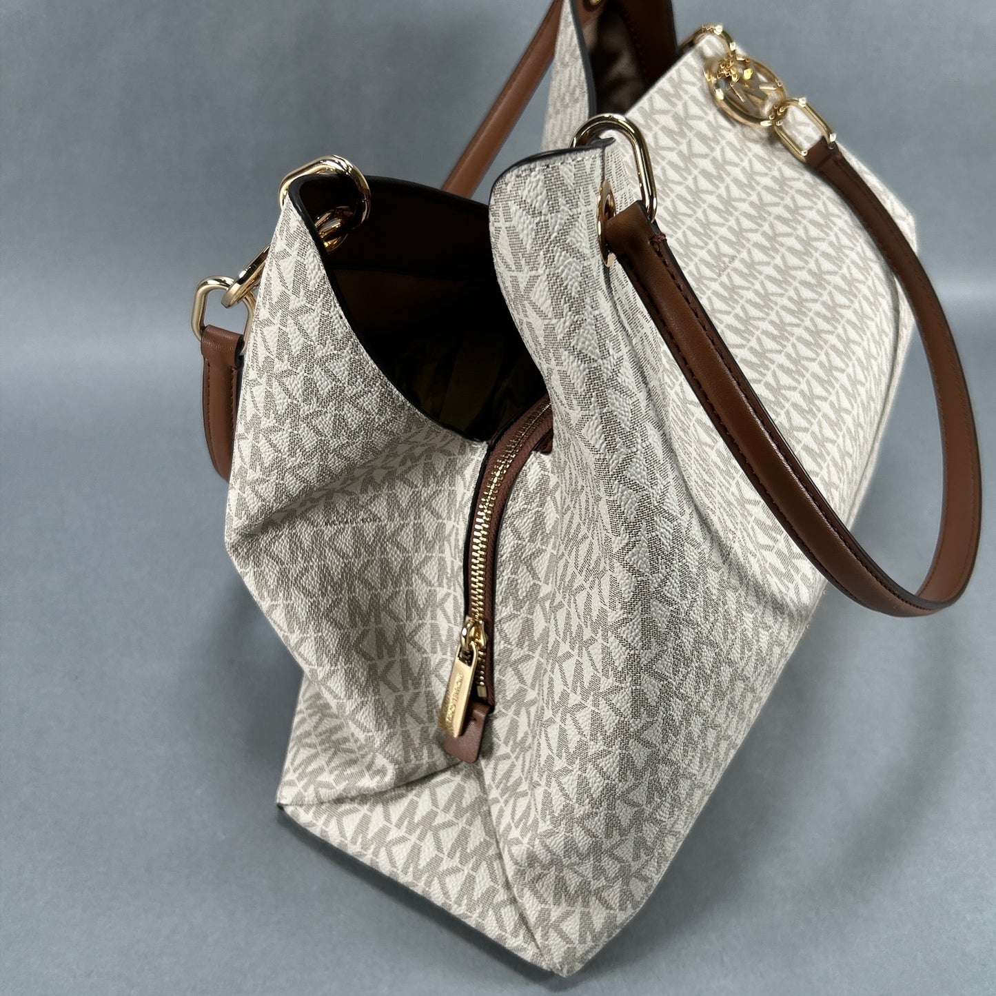 Michael Kors Large Christina Logo Bag - White
