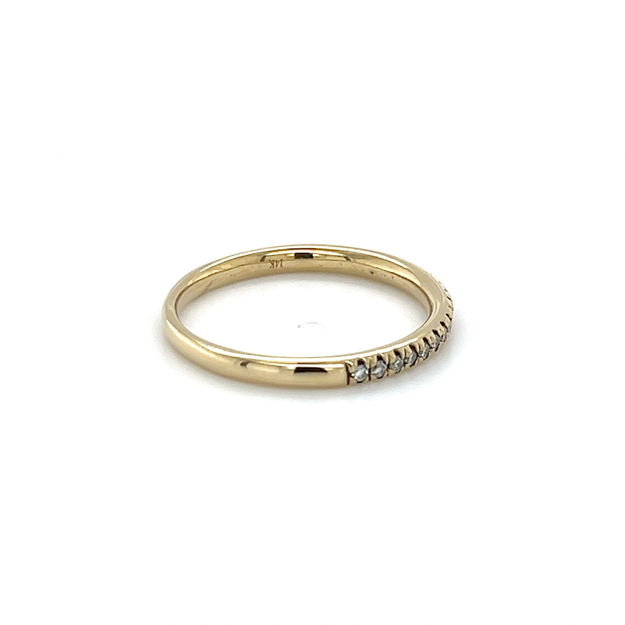 14K Yellow Gold Diamond Lady's Wedding Band; Size 8