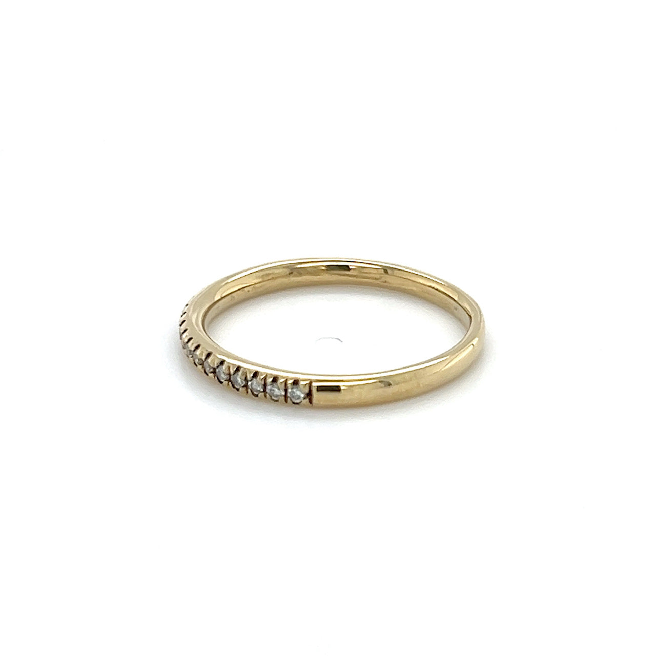 14K Yellow Gold Diamond Lady's Wedding Band; Size 8