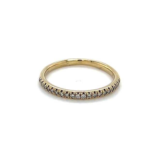 14K Yellow Gold Diamond Lady's Wedding Band; Size 8