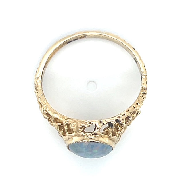 9K Yellow Gold Opal Lady's Ring; Size 7
