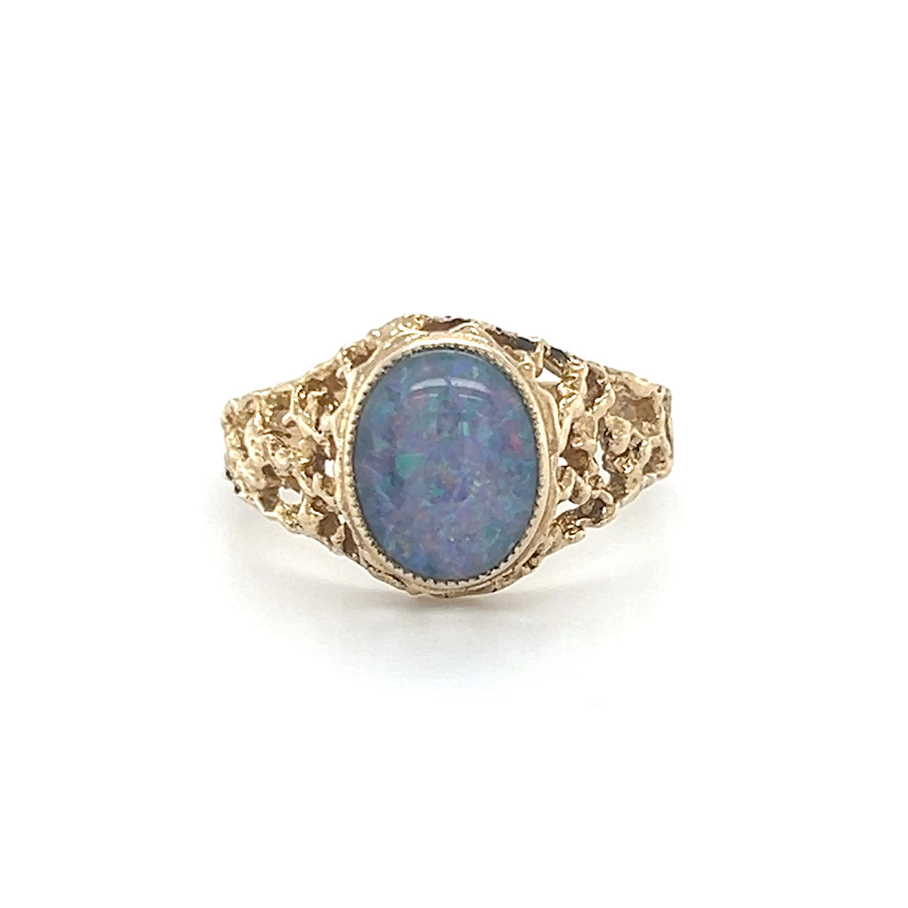 9K Yellow Gold Opal Lady's Ring; Size 7