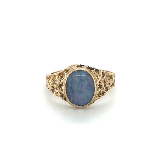 9K Yellow Gold Opal Lady's Ring; Size 7