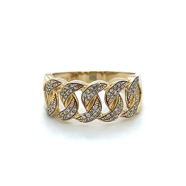 10K Yellow Gold Diamond Lady's Fashion Ring; Size 9