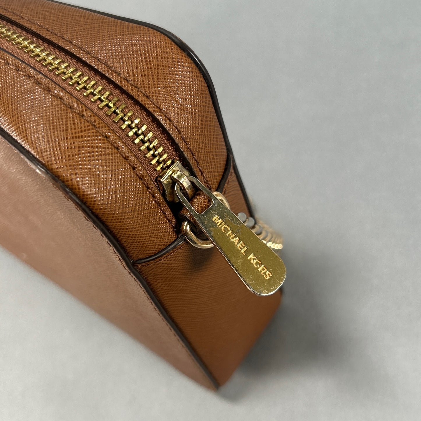 Michael Kors East West Zipper Crossbody Bag - Light Brown
