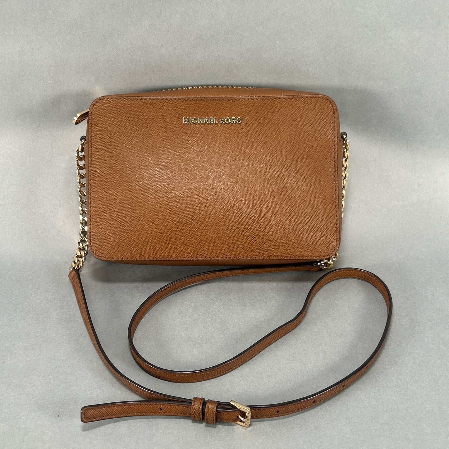 Michael Kors East West Zipper Crossbody Bag - Light Brown