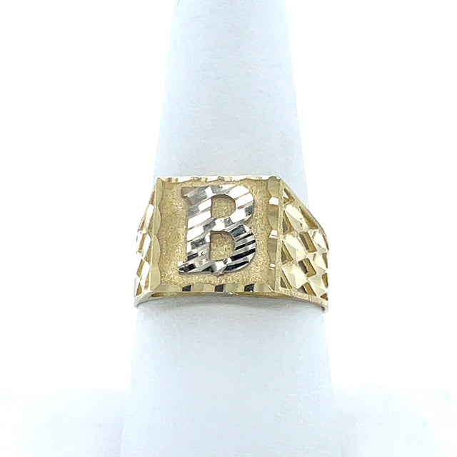 10K Yellow Gold "B" Gentleman's Ring; Size 9