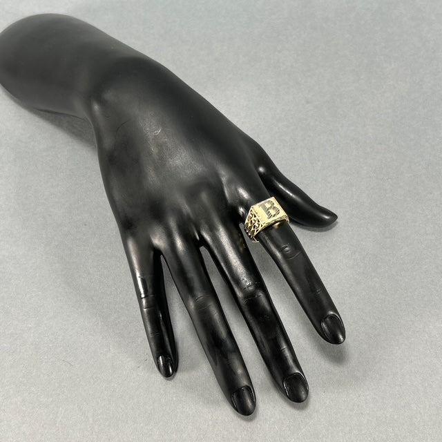 10K Yellow Gold "B" Gentleman's Ring; Size 9