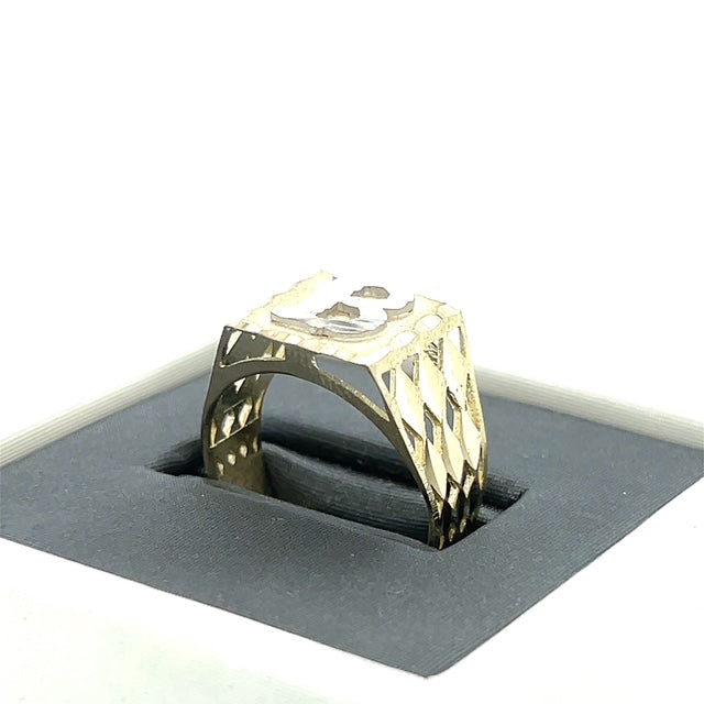 10K Yellow Gold "B" Gentleman's Ring; Size 9