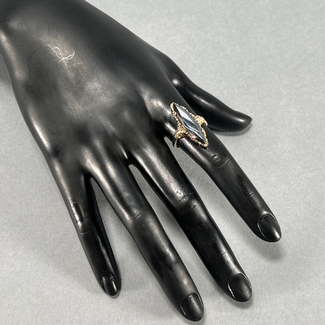 10K Yellow Gold Onyx Lady's Ring; Size 8
