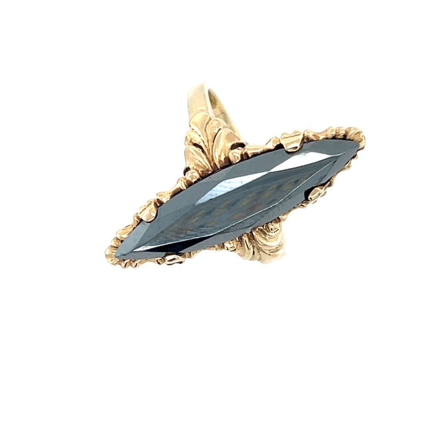 10K Yellow Gold Onyx Lady's Ring; Size 8