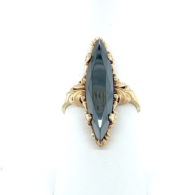10K Yellow Gold Onyx Lady's Ring; Size 8