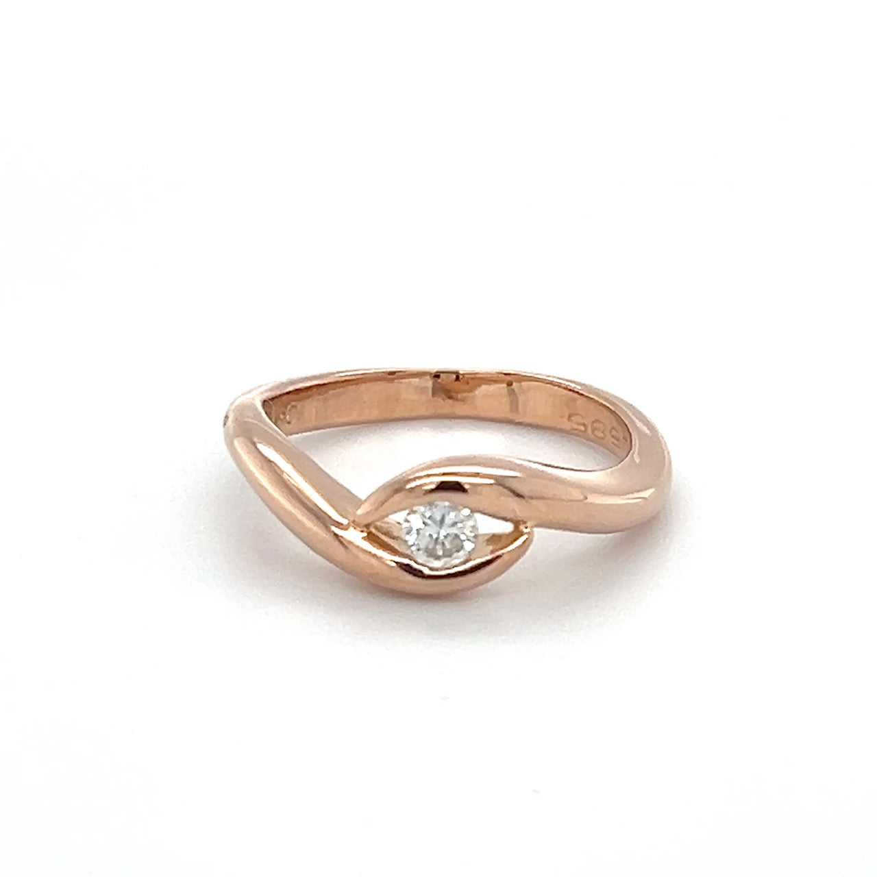 14K Rose Gold Diamond Lady's Fashion Ring; Size 6