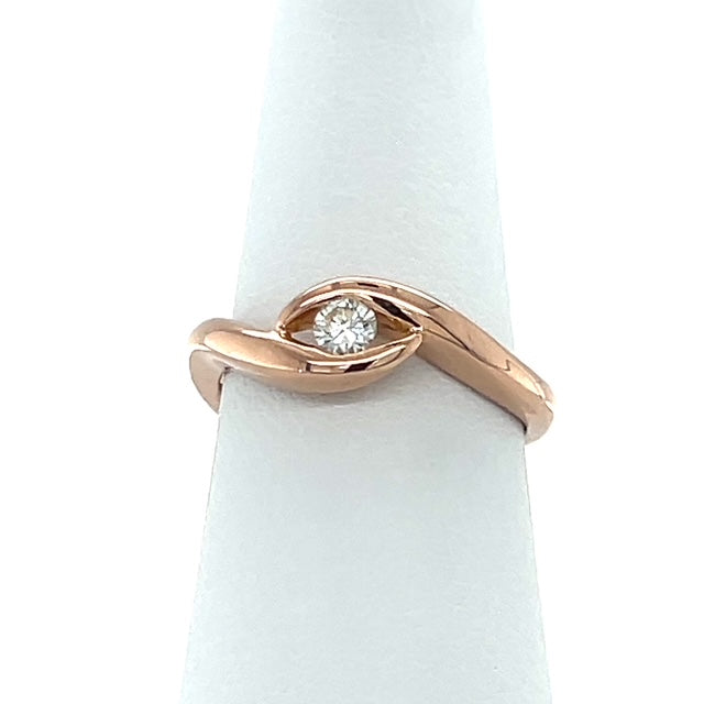 14K Rose Gold Diamond Lady's Fashion Ring; Size 6