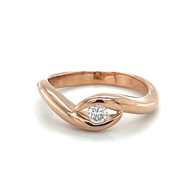14K Rose Gold Diamond Lady's Fashion Ring; Size 6