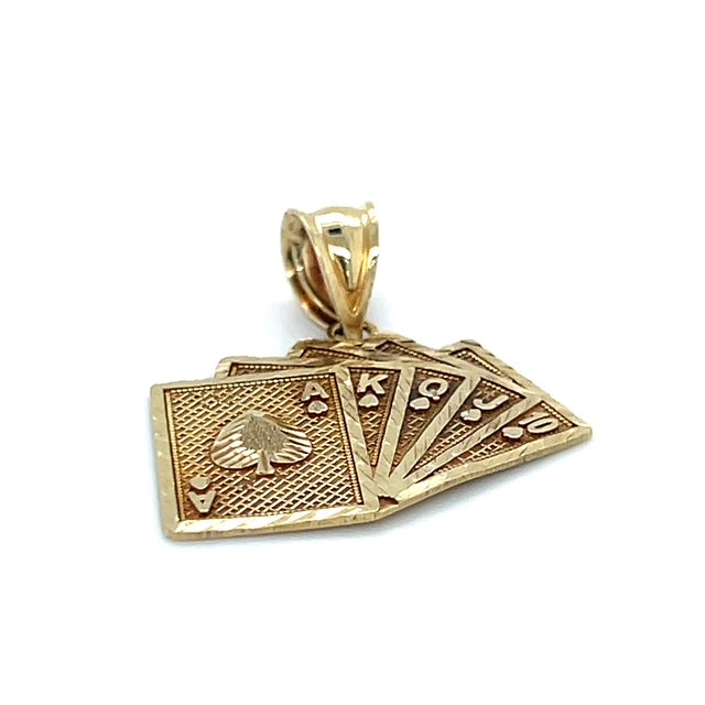 10K Yellow Gold Cards Pendant