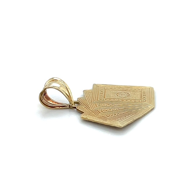 10K Yellow Gold Cards Pendant