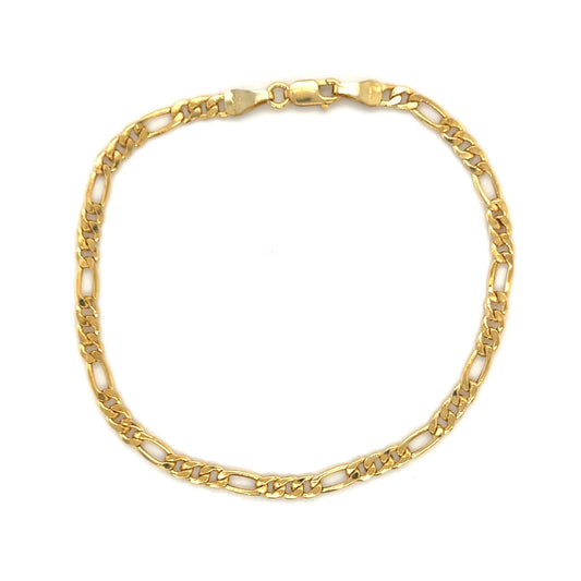 14K Yellow Gold 7" Figaro Chain Bracelet