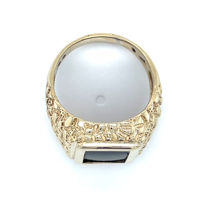 10K Yellow Gold Onyx Gentleman's Ring; Size 10.5