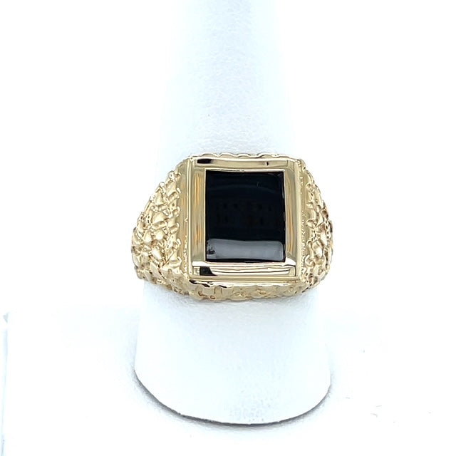 10K Yellow Gold Onyx Gentleman's Ring; Size 10.5