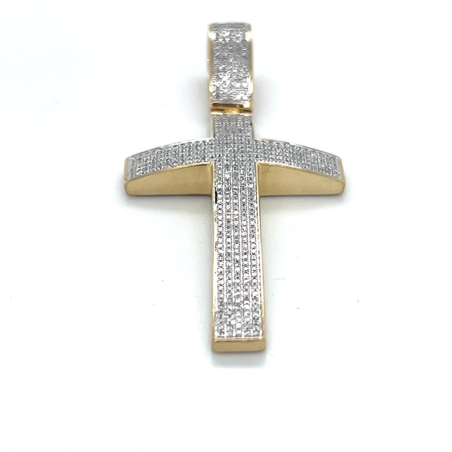 10K Yellow Gold Diamond Cross Pendant