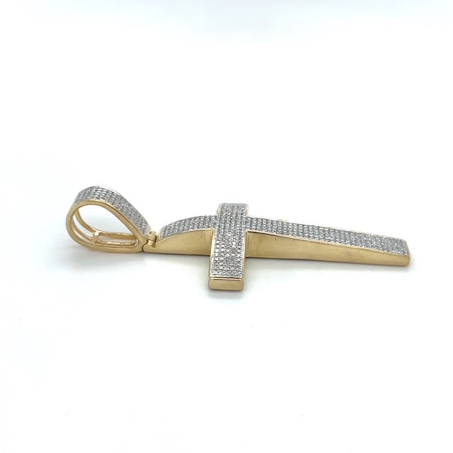 10K Yellow Gold Diamond Cross Pendant