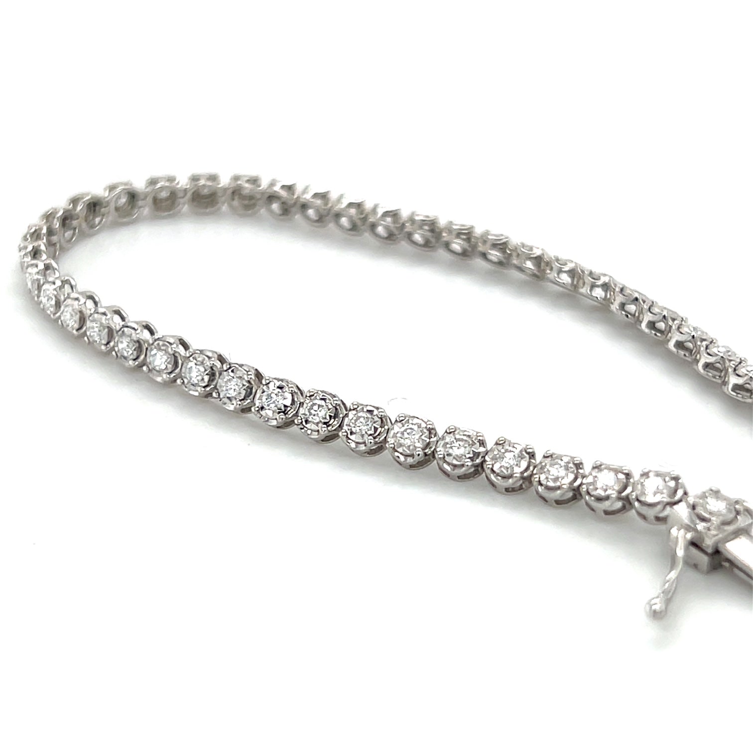 14K White Gold 7" Diamond Bracelet