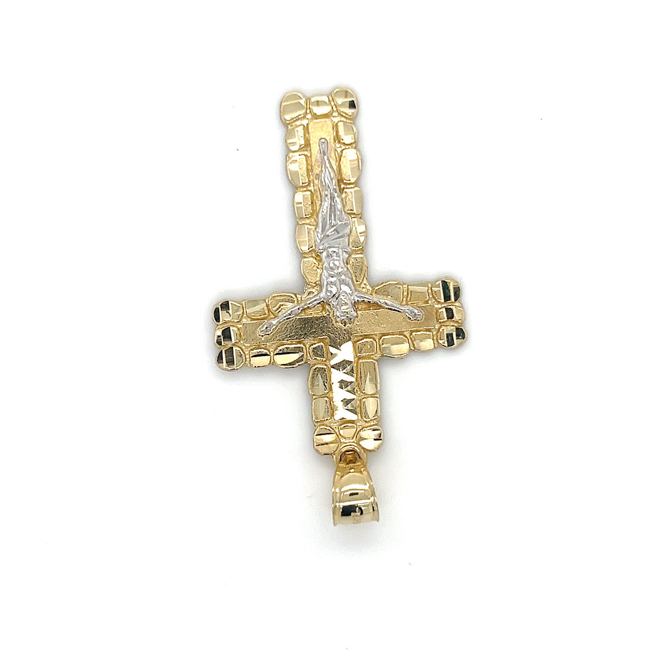 10K Two-Tone Gold Jesus on A Cross Pendant