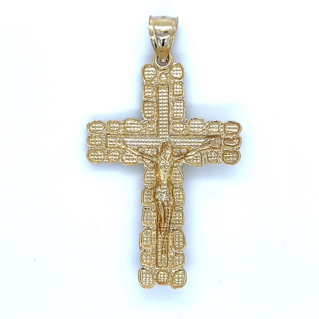 10K Two-Tone Gold Jesus on A Cross Pendant