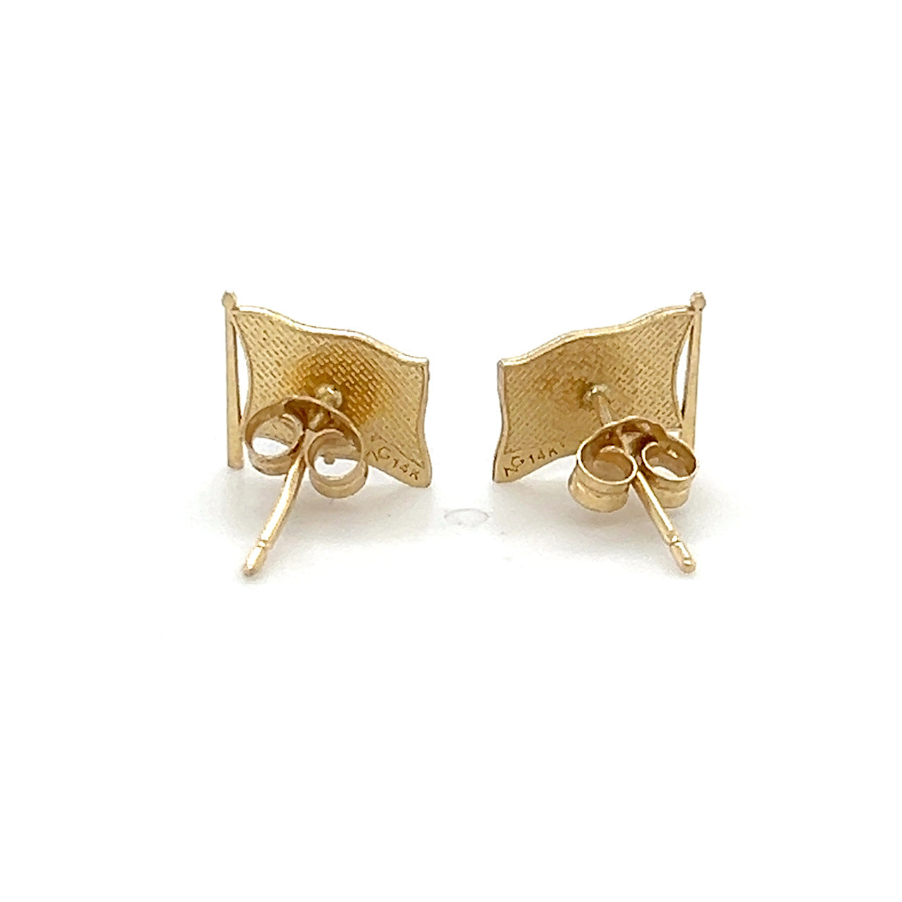 14K Yellow Gold American Flag Stud Earrings
