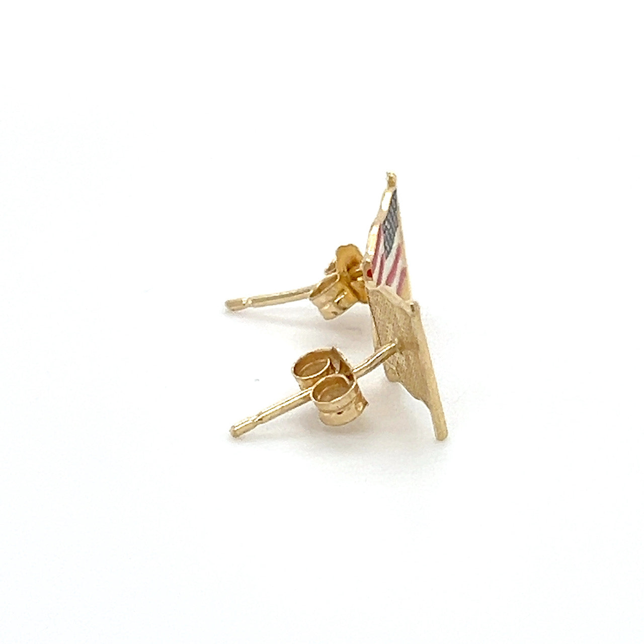 14K Yellow Gold American Flag Stud Earrings