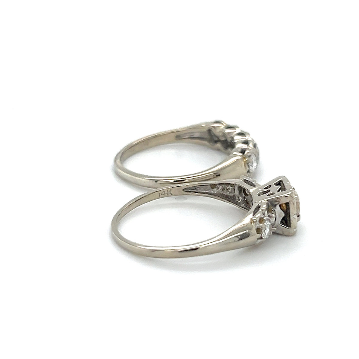 14K White Gold Diamond Lady's Wedding Ring Set; Size 9