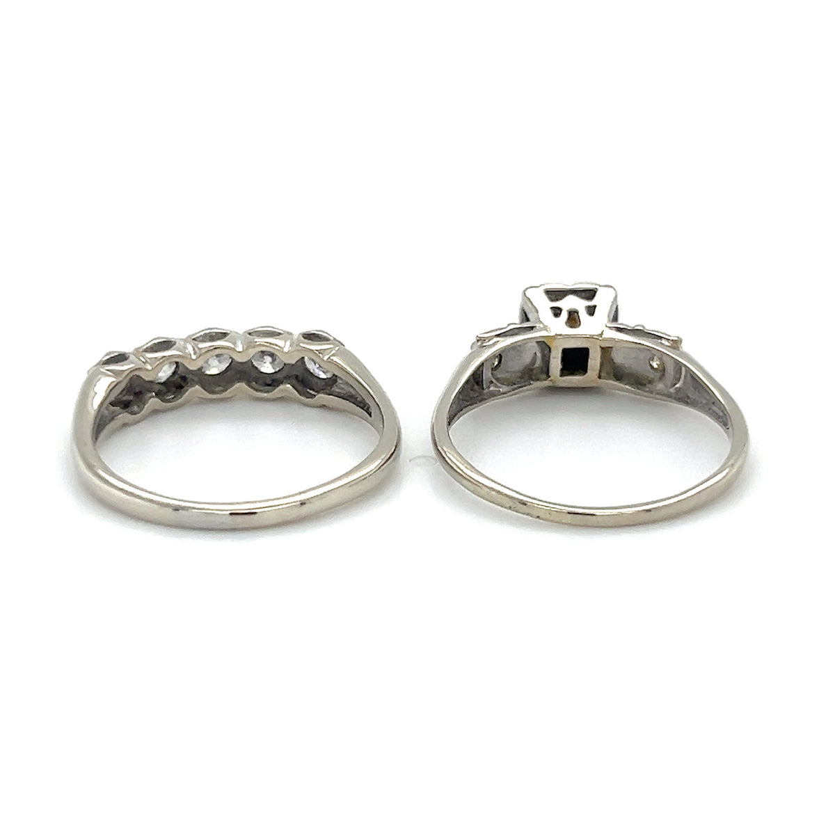 14K White Gold Diamond Lady's Wedding Ring Set; Size 9