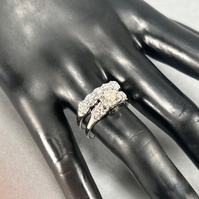 14K White Gold Diamond Lady's Wedding Ring Set; Size 9