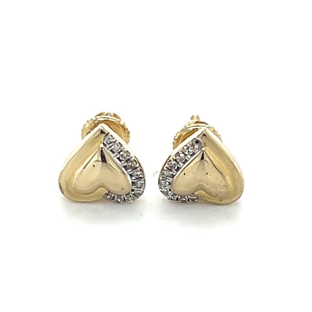 10K Yellow Gold Heart Earrings; 1.6g