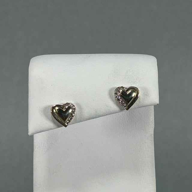 10K Yellow Gold Heart Earrings; 1.6g