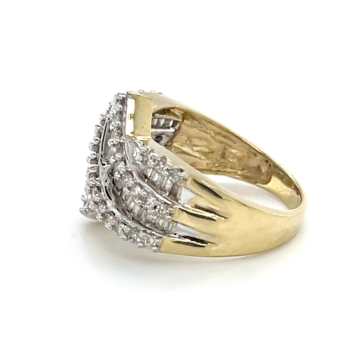 10K Yellow Gold Diamond Lady's Fashion Ring; Size 7