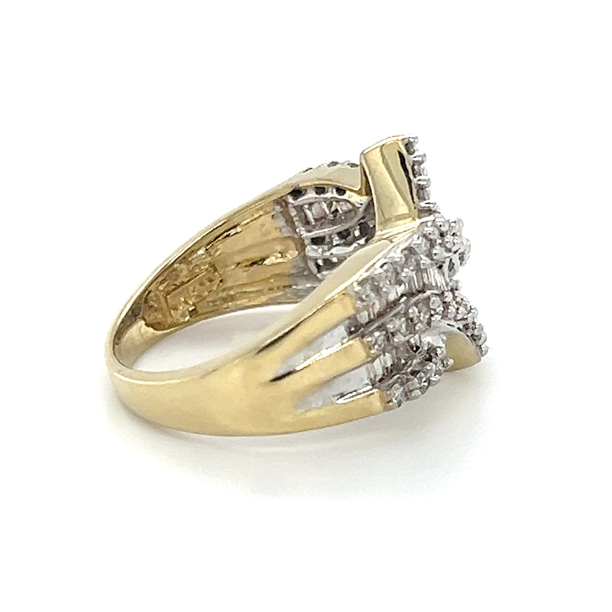 10K Yellow Gold Diamond Lady's Fashion Ring; Size 7
