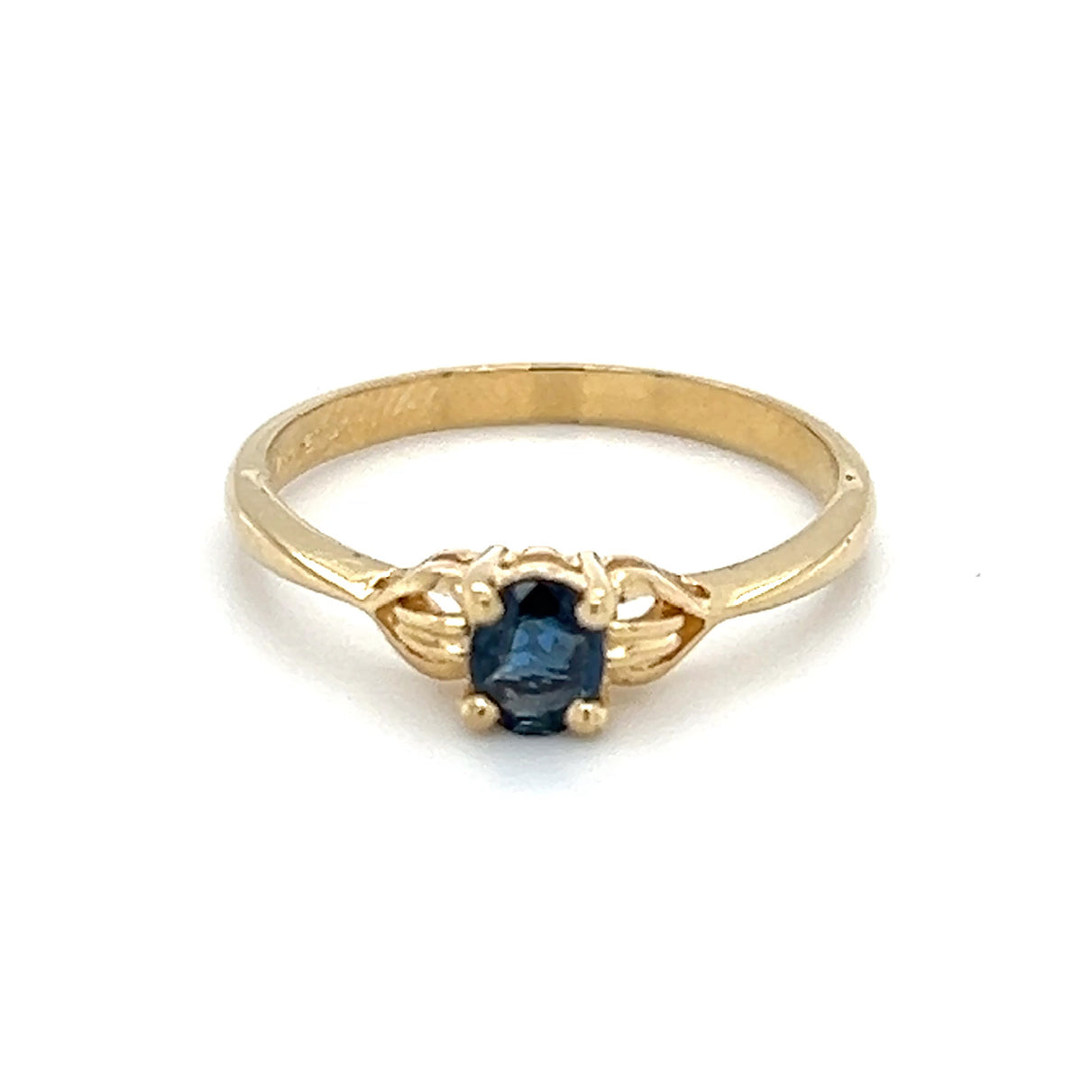 14K Yellow Gold Sapphire Ring; Size 6.5