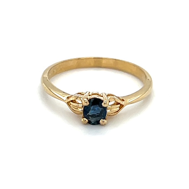 14K Yellow Gold Sapphire Ring; Size 6.5