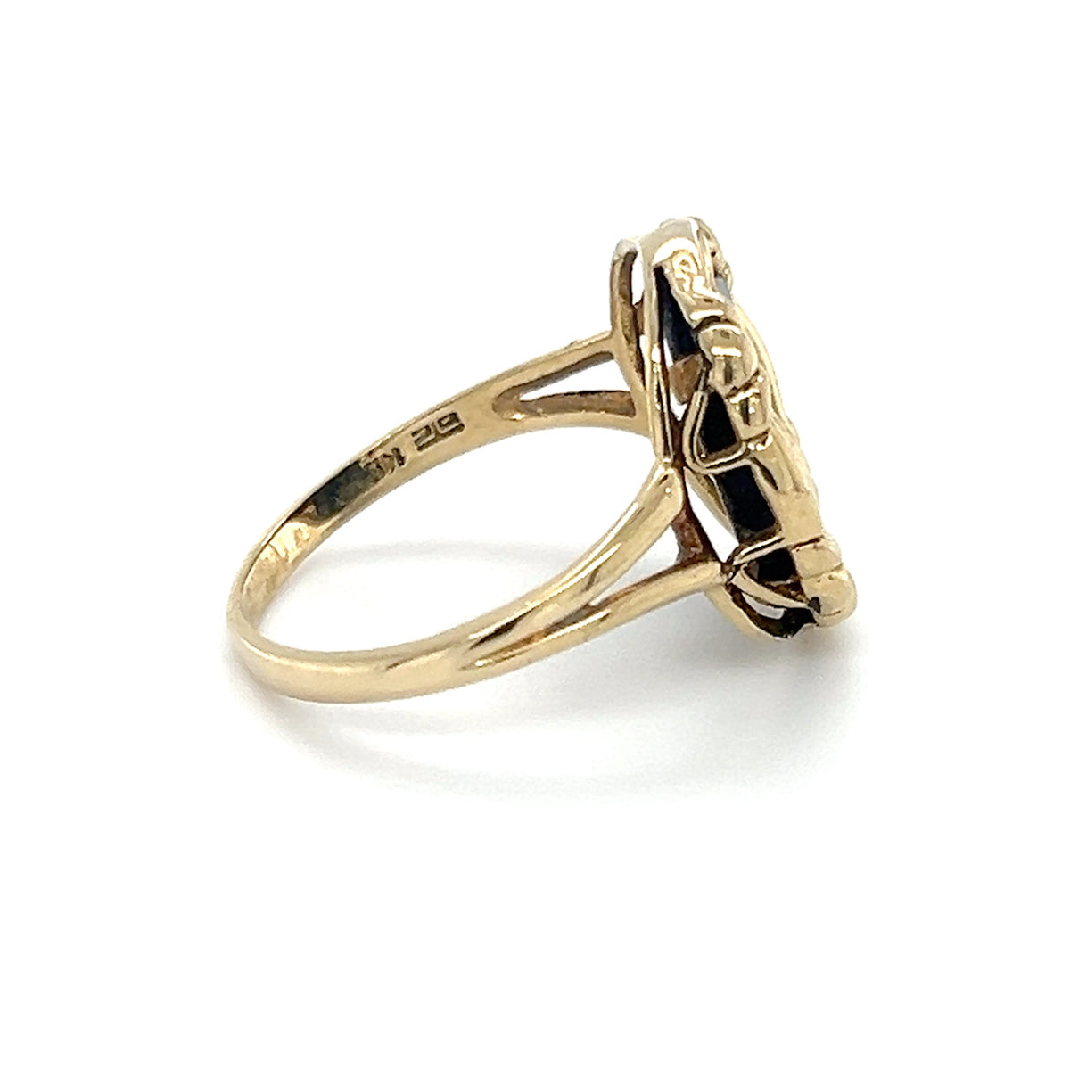 14K Yellow Gold Cameo Angel Lady's Ring; Size 8
