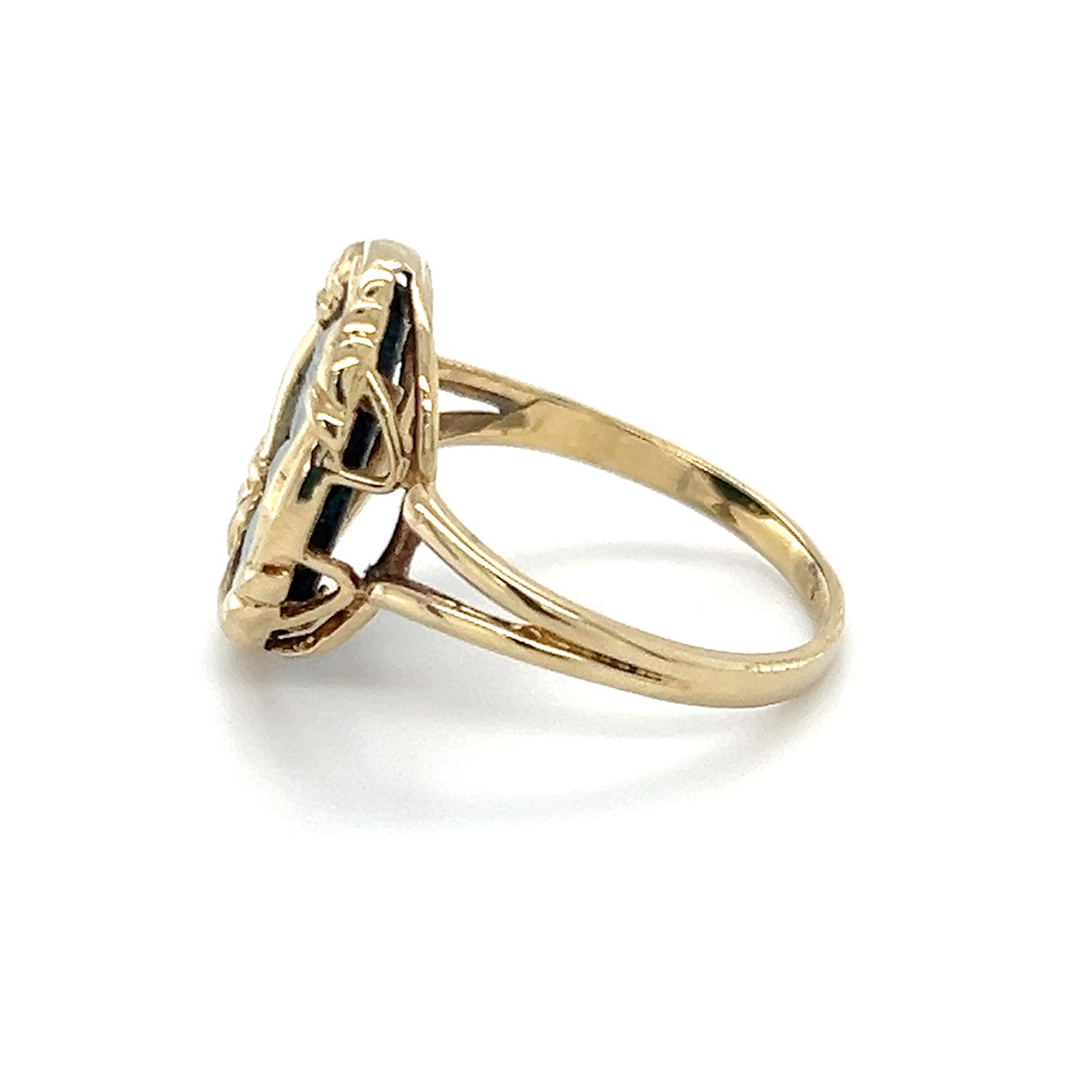 14K Yellow Gold Cameo Angel Lady's Ring; Size 8