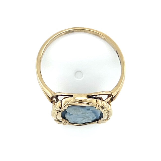 14K Yellow Gold Cameo Angel Lady's Ring; Size 8