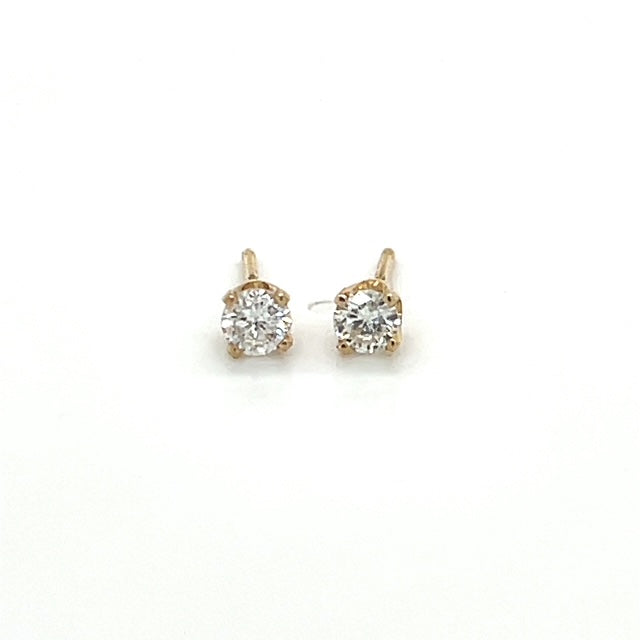 14K Yellow Gold Diamond Stud Earrings