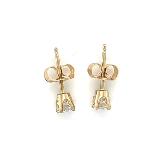 14K Yellow Gold Diamond Stud Earrings