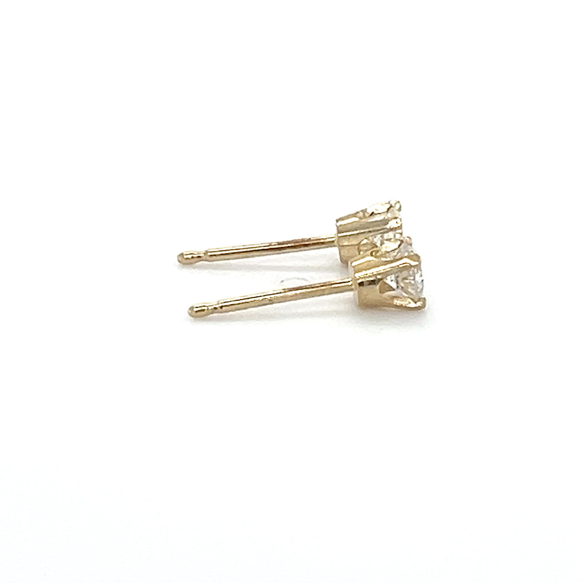 14K Yellow Gold Diamond Stud Earrings