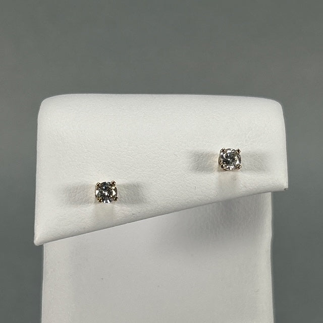 14K Yellow Gold Diamond Stud Earrings