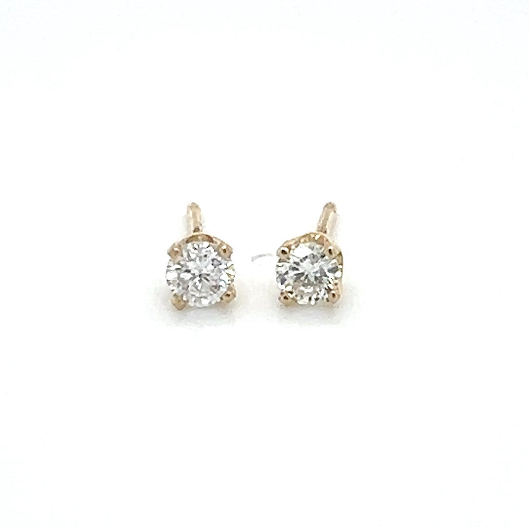 14K Yellow Gold Diamond Stud Earrings