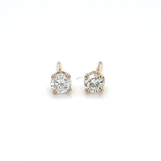 14K Yellow Gold Diamond Stud Earrings